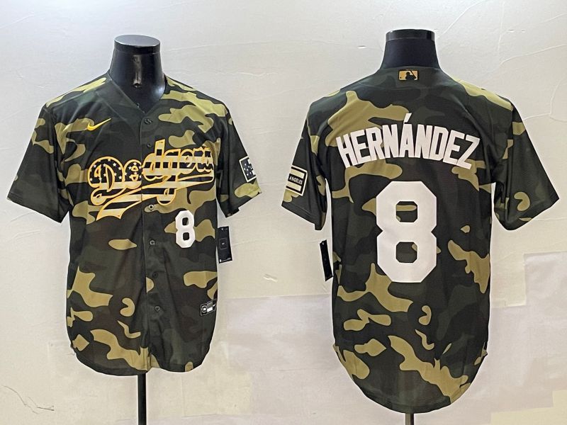 Men Los Angeles Dodgers #8 Hernandez Camo Joint Name 2025 Nike MLB Jersey style 11